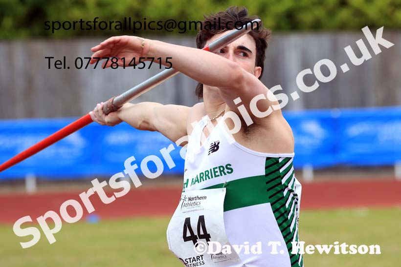 Senior Mens javelin 2024 Northern Senior and Under-20s Track and Field Champs, Middlesbrough.  Photo: David T. Hewitson/Sports for All Pics